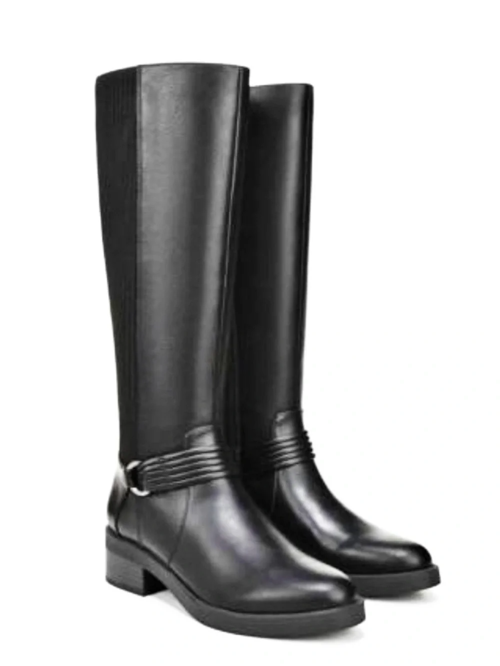Lifestride Brighton Black Leather Knee-High Riding Boots in Black, Size 8, NEW